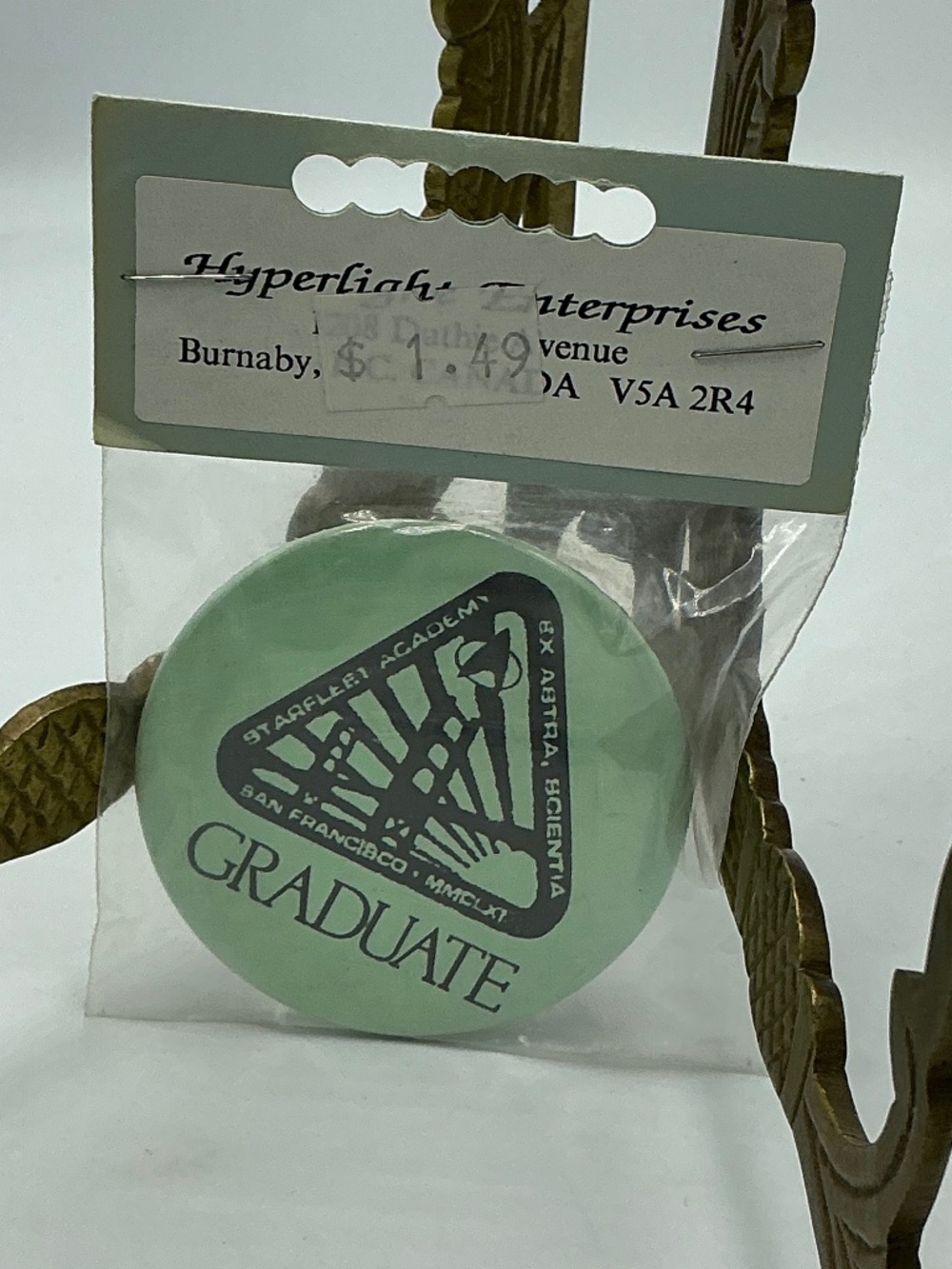 Star Trek Starfleet Academy Graduate Vintage Green Novelty Pin Button